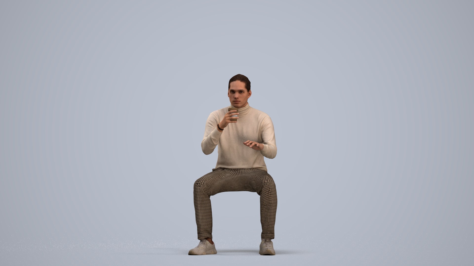 realistic 3D people man casual sitting, render-ready for V-Ray and Corona, FBX OBJ, standing pose render