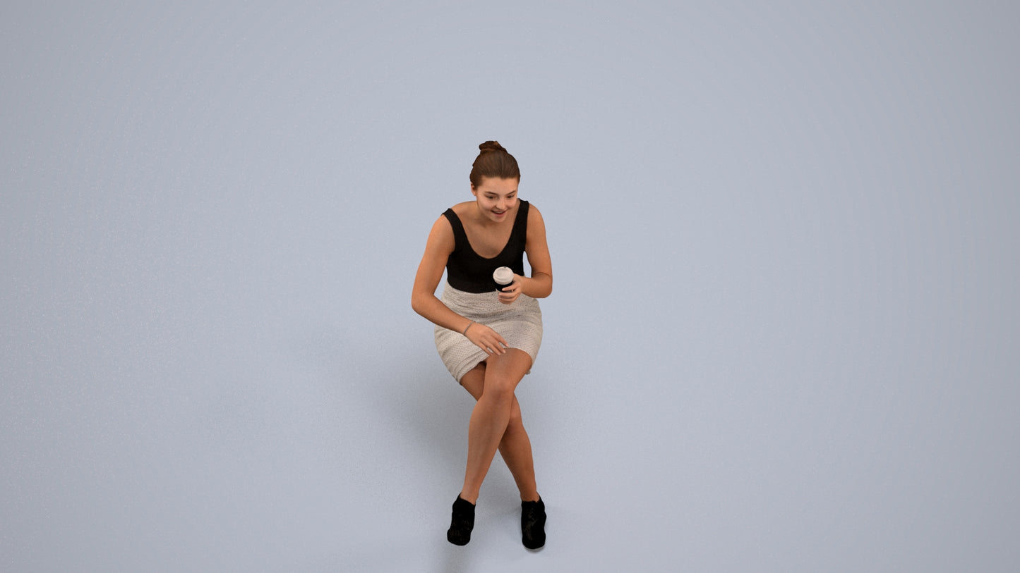 3D people model girl casual kids, scanned human for 3ds Max rendering, back view render