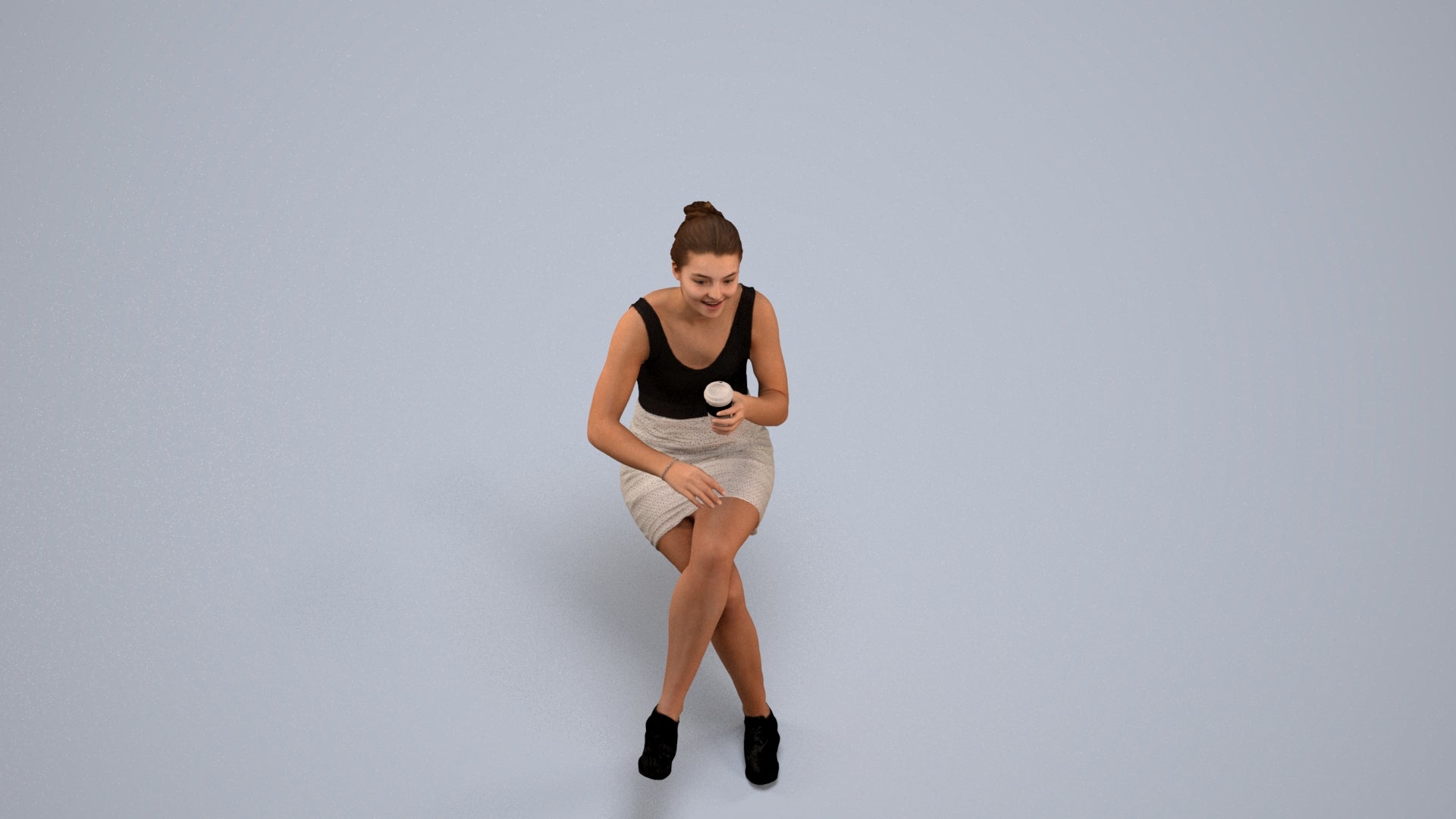 3D people model girl casual kids, scanned human for 3ds Max rendering, back view render