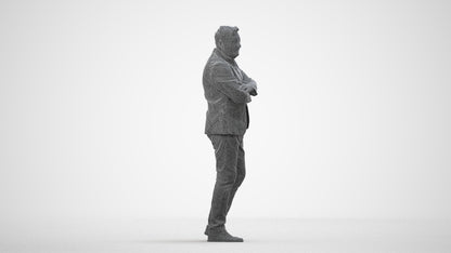 photogrammetry 3D man business, realistic human model archviz FBX, wireframe side view