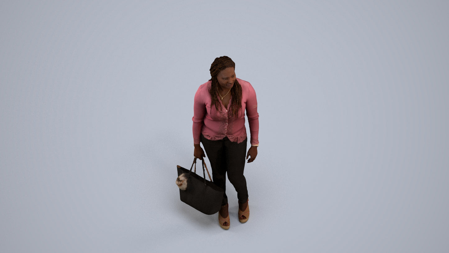 realistic 3D people woman casual standing, render-ready for V-Ray and Corona, FBX OBJ, back view render