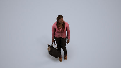 realistic 3D people woman casual standing, render-ready for V-Ray and Corona, FBX OBJ, back view render