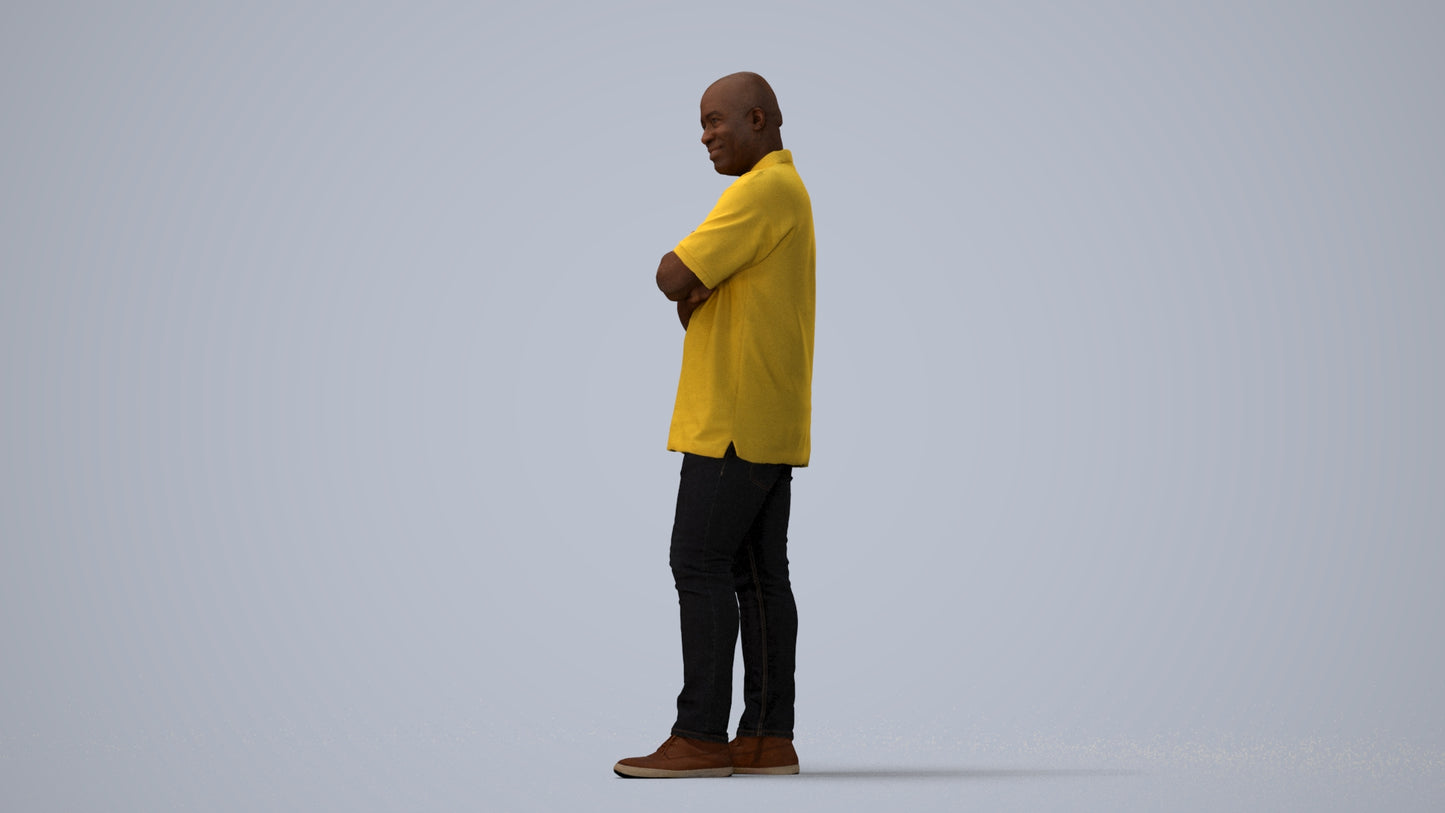 scanned 3D man casual standing, photogrammetry people for Enscape and V-Ray, three-quarter view render