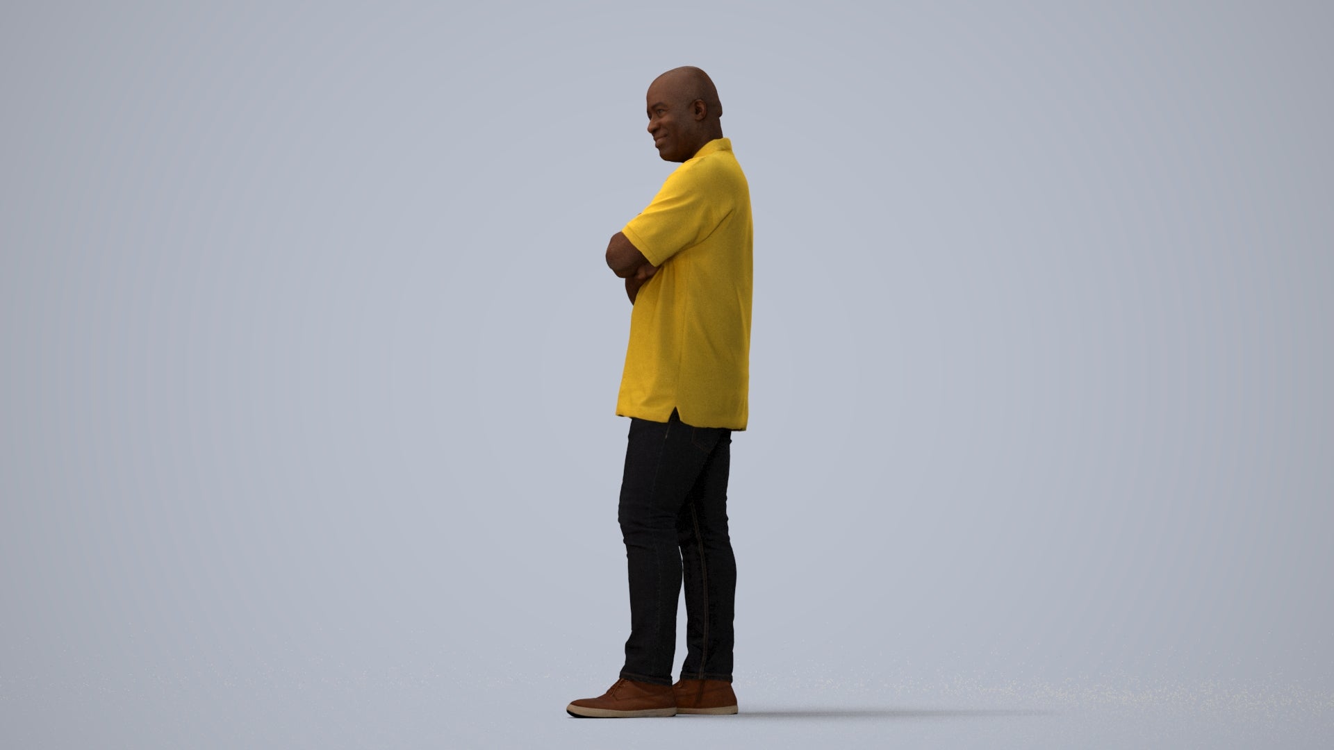 scanned 3D man casual standing, photogrammetry people for Enscape and V-Ray, three-quarter view render