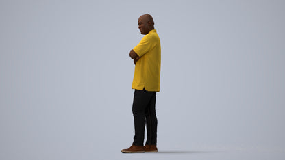 scanned 3D man casual standing, photogrammetry people for Enscape and V-Ray, three-quarter view render