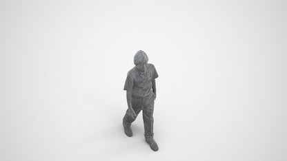 3D people model boy kids, scanned human for 3ds Max rendering, wireframe three-quarter view