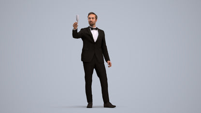 3D human model man formal cycling, photogrammetry scanned person for archviz, standing pose render