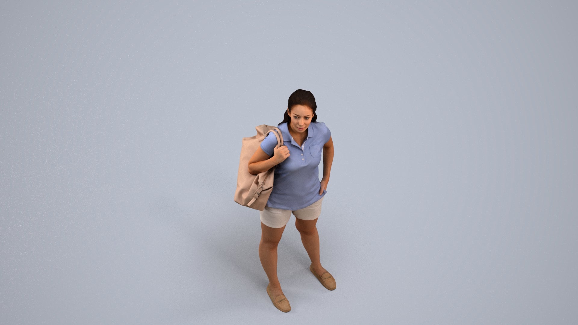 scanned 3D woman casual standing, photogrammetry people for Enscape and V-Ray, back view render