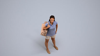 scanned 3D woman casual standing, photogrammetry people for Enscape and V-Ray, back view render