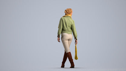 scanned 3D woman casual walking, photogrammetry people for Enscape and V-Ray, front view render