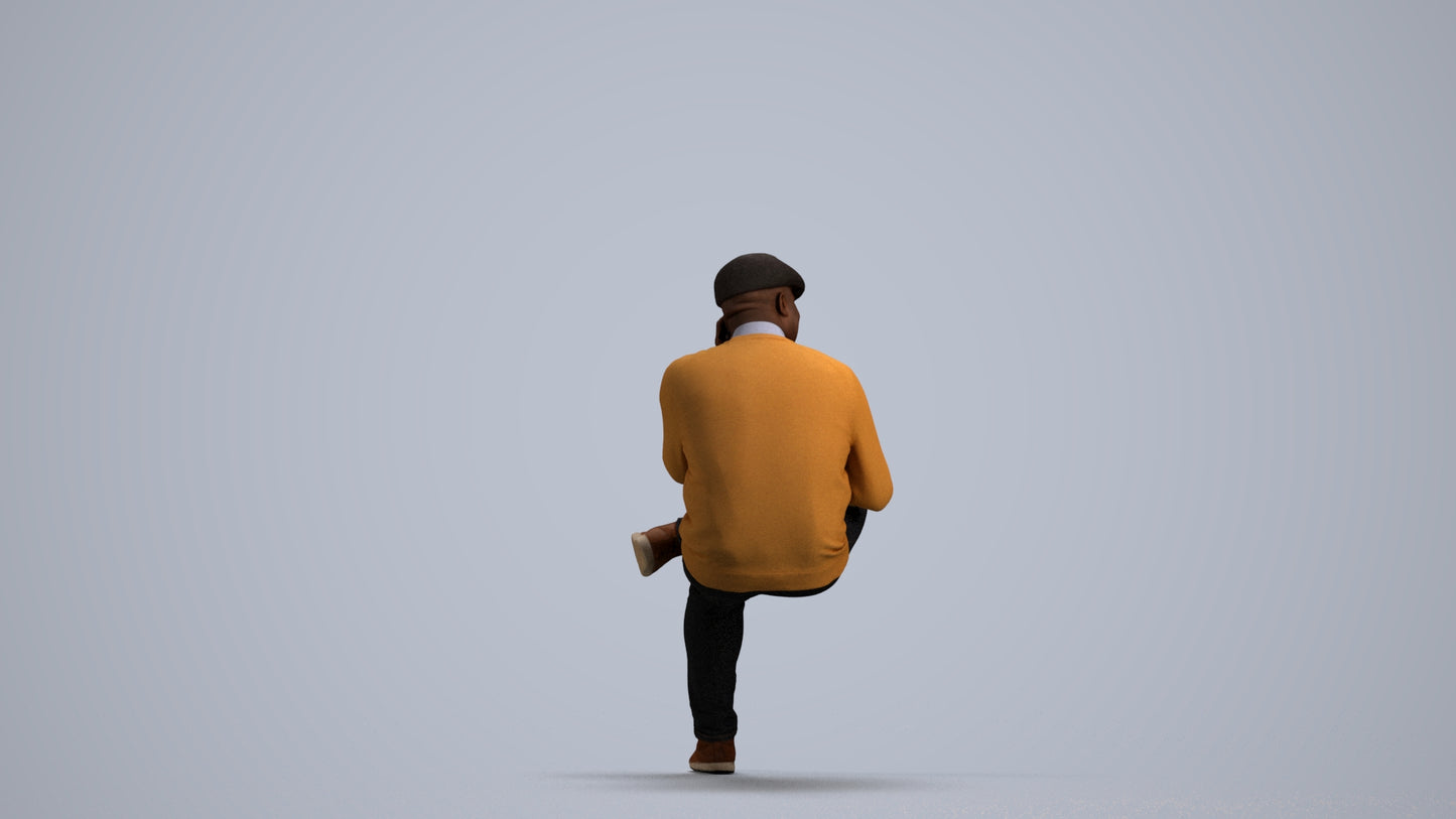 realistic 3D man casual sitting, scanned archviz people for Blender and 3ds Max, front view render
