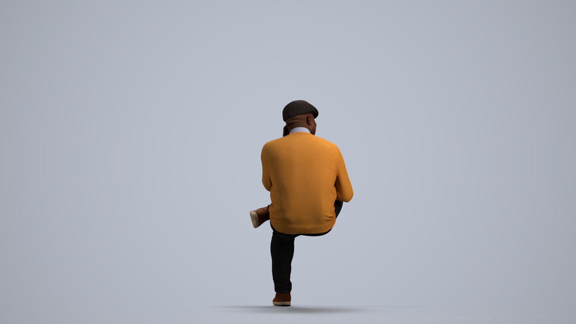 realistic 3D man casual sitting, scanned archviz people for Blender and 3ds Max, front view render