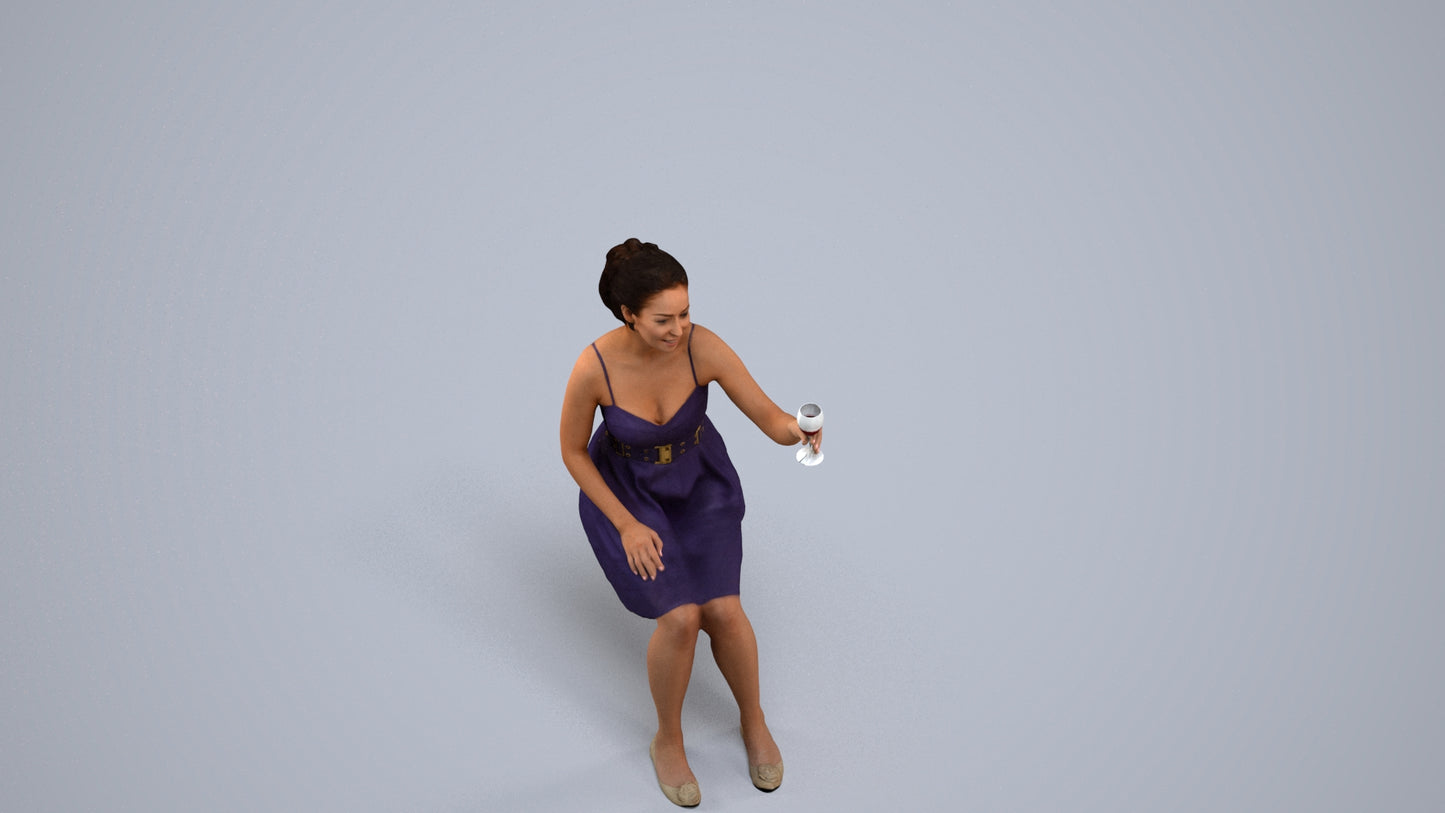 3D scanned woman formalaffairs formal, photorealistic archviz people for Enscape and SketchUp, back view render