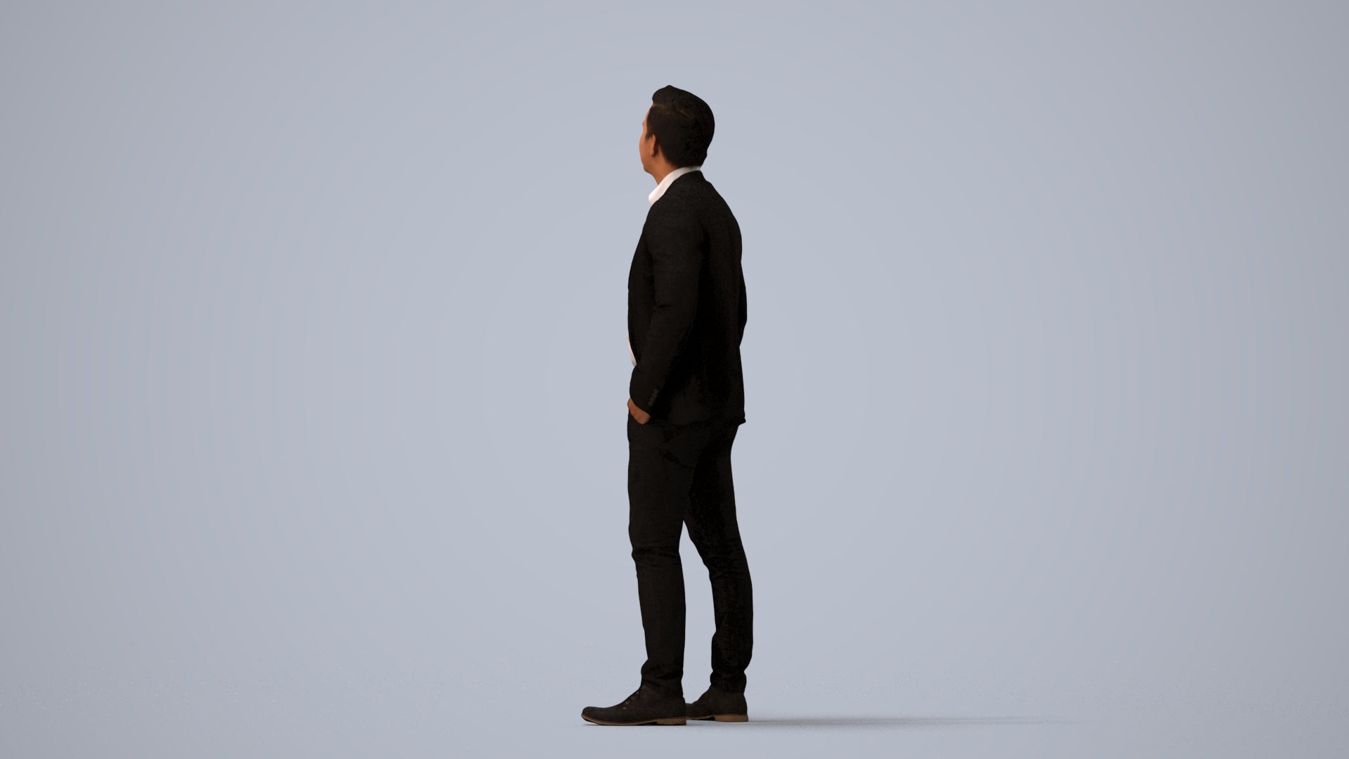 3D scanned man business, photorealistic archviz people for Enscape and SketchUp, three-quarter view render