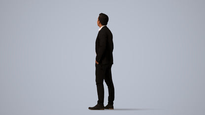 3D scanned man business, photorealistic archviz people for Enscape and SketchUp, three-quarter view render