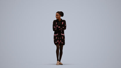 3D people model woman casual standing, scanned human for 3ds Max rendering, standing pose render