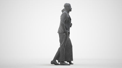 3D human model woman formal couple, photogrammetry scanned person for archviz, wireframe side view