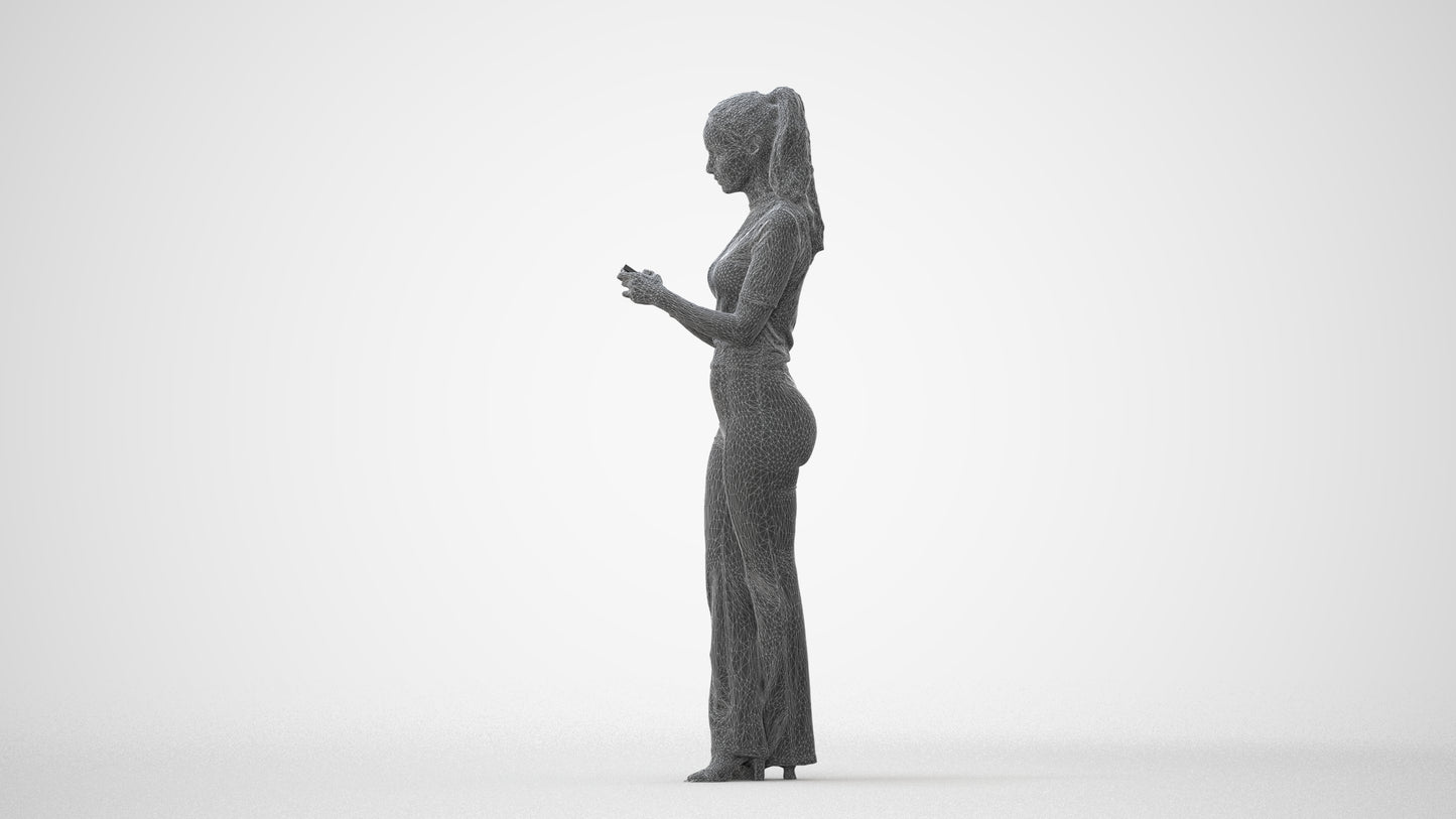 scanned 3D woman casual standing, photogrammetry people for Enscape and V-Ray, square thumbnail