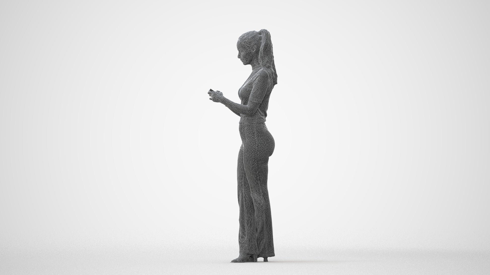 scanned 3D woman casual standing, photogrammetry people for Enscape and V-Ray, square thumbnail