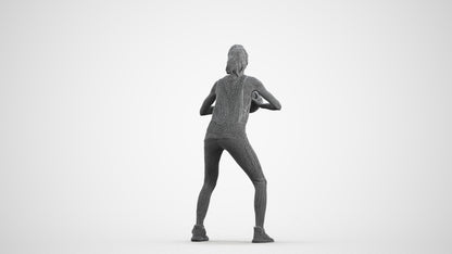 3D people model woman sport, scanned human for 3ds Max rendering, wireframe front view