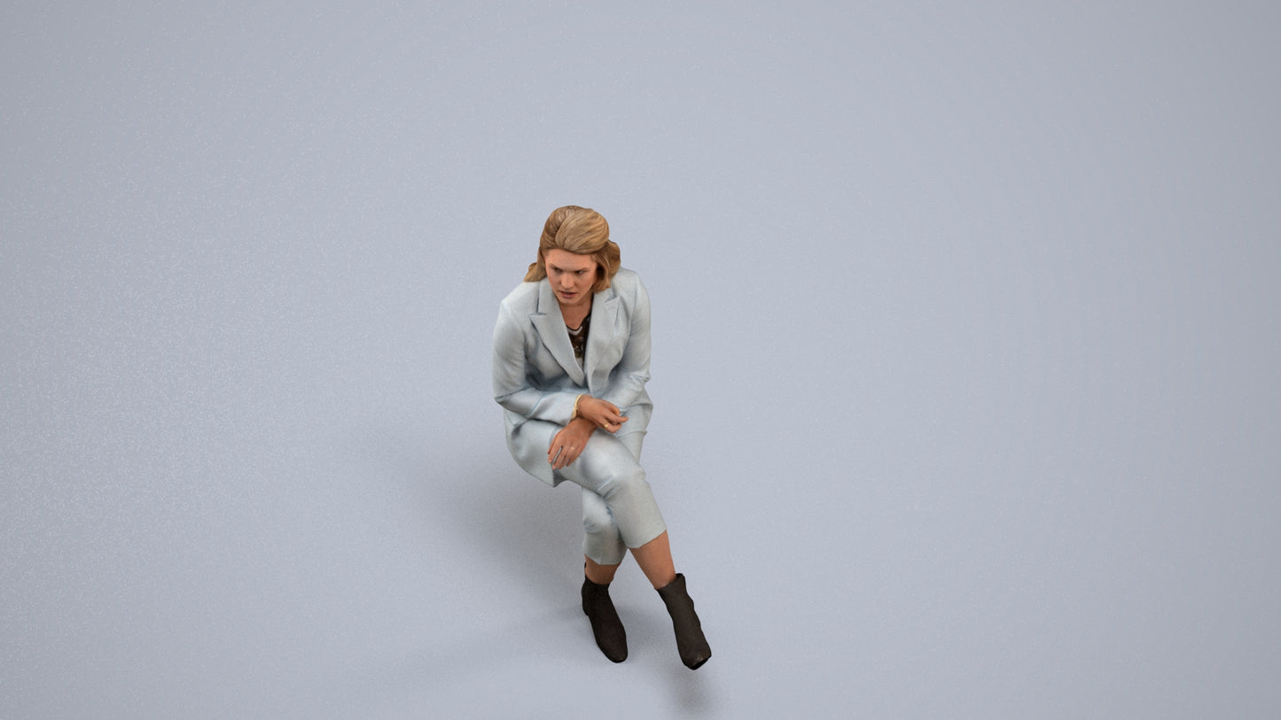 3D scanned woman business, photorealistic archviz people for Enscape and SketchUp, back view render
