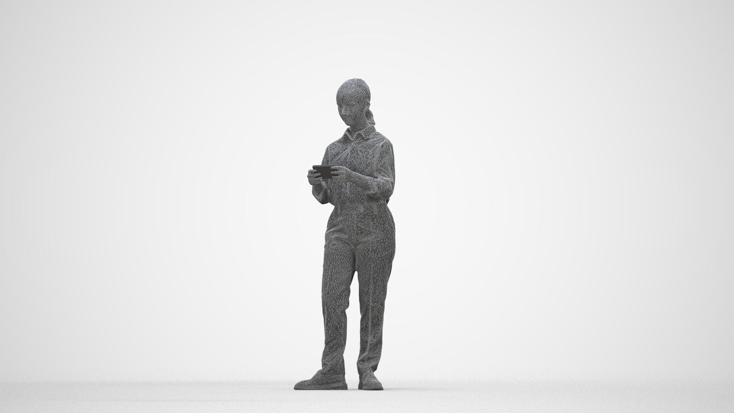 3D scanned girl kids, photorealistic archviz people for Enscape and SketchUp, wireframe back view