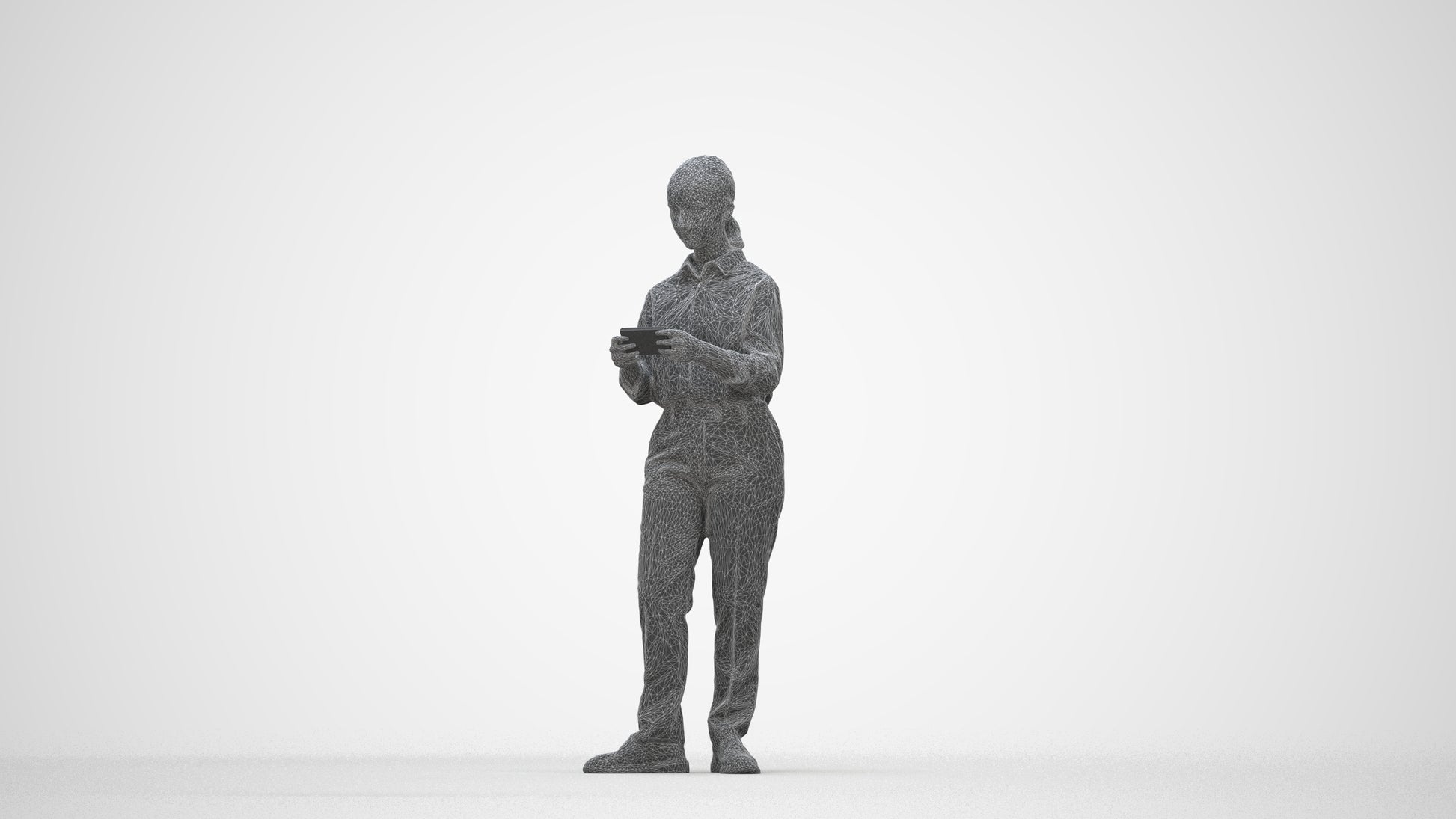 3D scanned girl kids, photorealistic archviz people for Enscape and SketchUp, wireframe back view