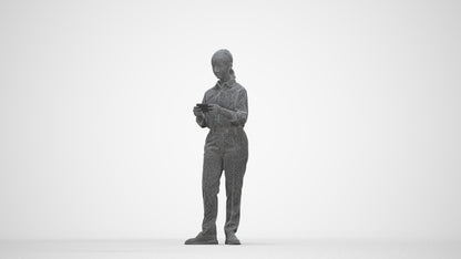 3D scanned girl kids, photorealistic archviz people for Enscape and SketchUp, wireframe back view