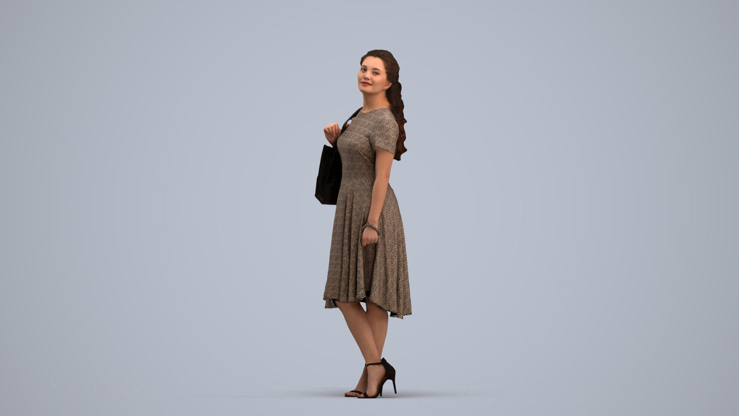 realistic 3D people woman casual standing, render-ready for V-Ray and Corona, FBX OBJ, standing pose render