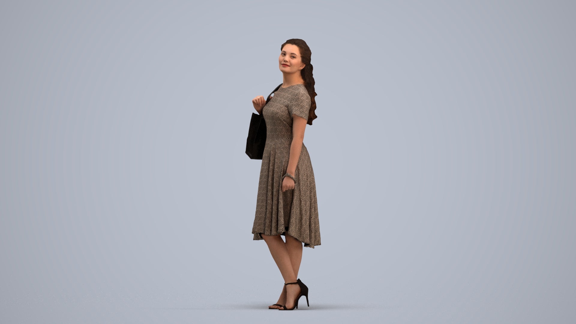 realistic 3D people woman casual standing, render-ready for V-Ray and Corona, FBX OBJ, standing pose render