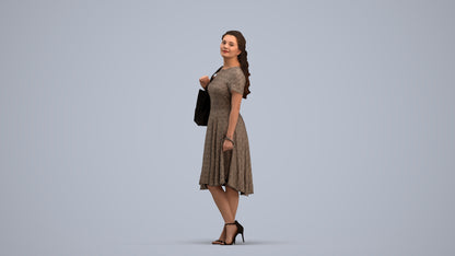 realistic 3D people woman casual standing, render-ready for V-Ray and Corona, FBX OBJ, standing pose render