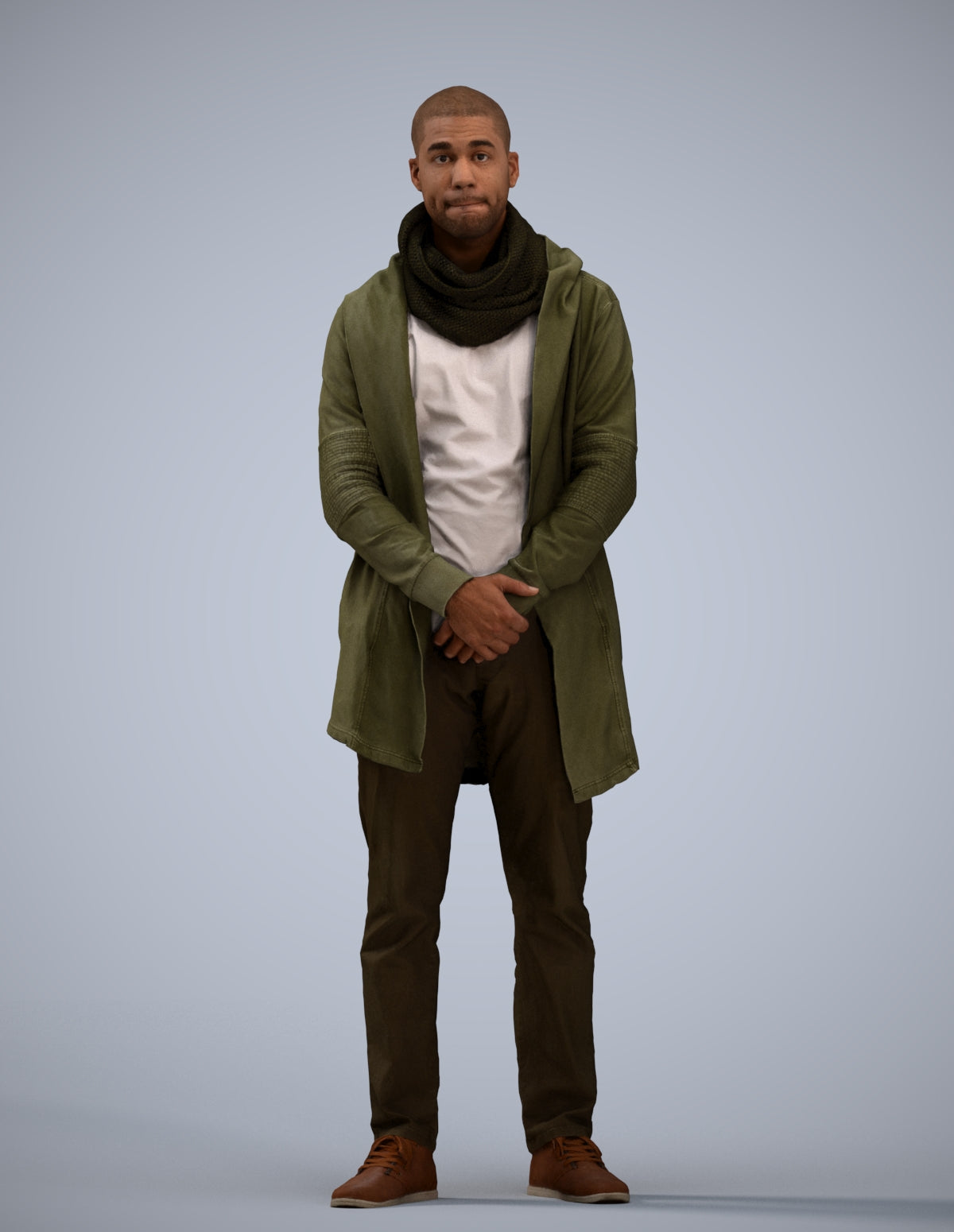 realistic 3D man casual standing, scanned archviz people for Blender and 3ds Max