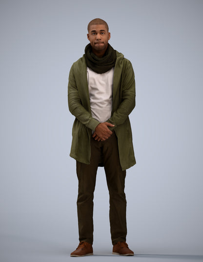 realistic 3D man casual standing, scanned archviz people for Blender and 3ds Max