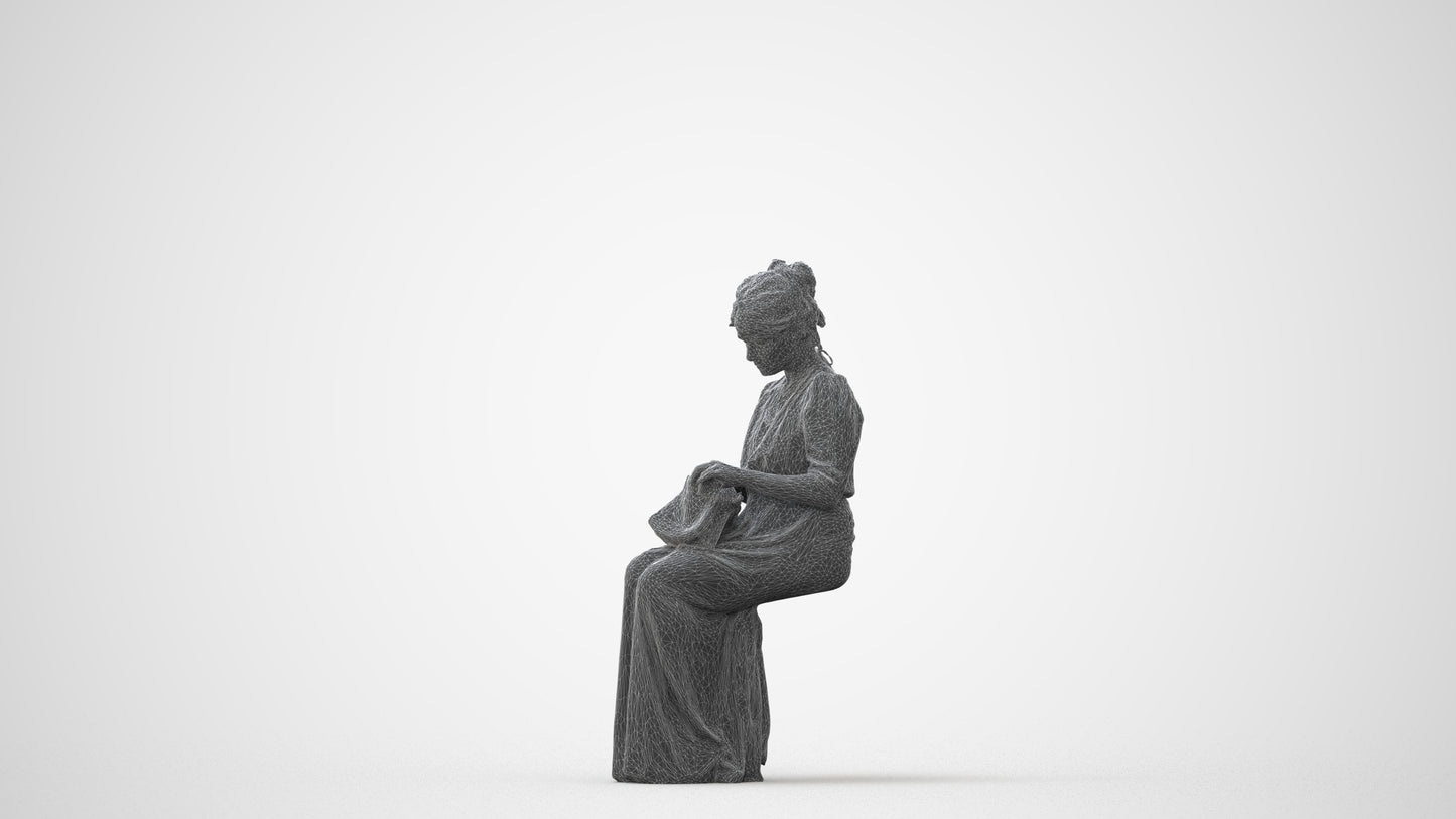 3D people model woman casual standing, scanned human for 3ds Max rendering, square thumbnail
