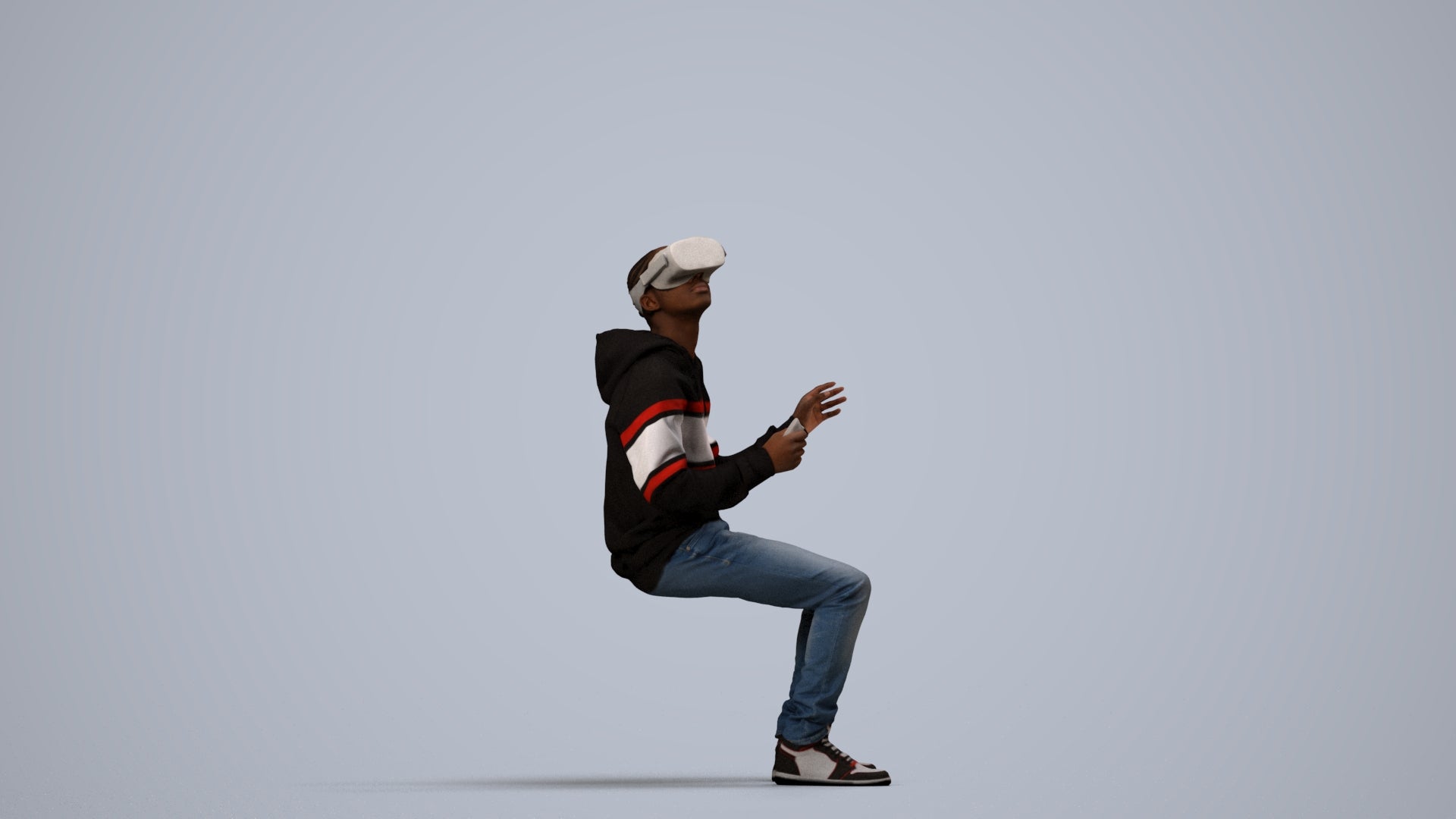realistic 3D people boy casual kids, render-ready for V-Ray and Corona, FBX OBJ, side view render
