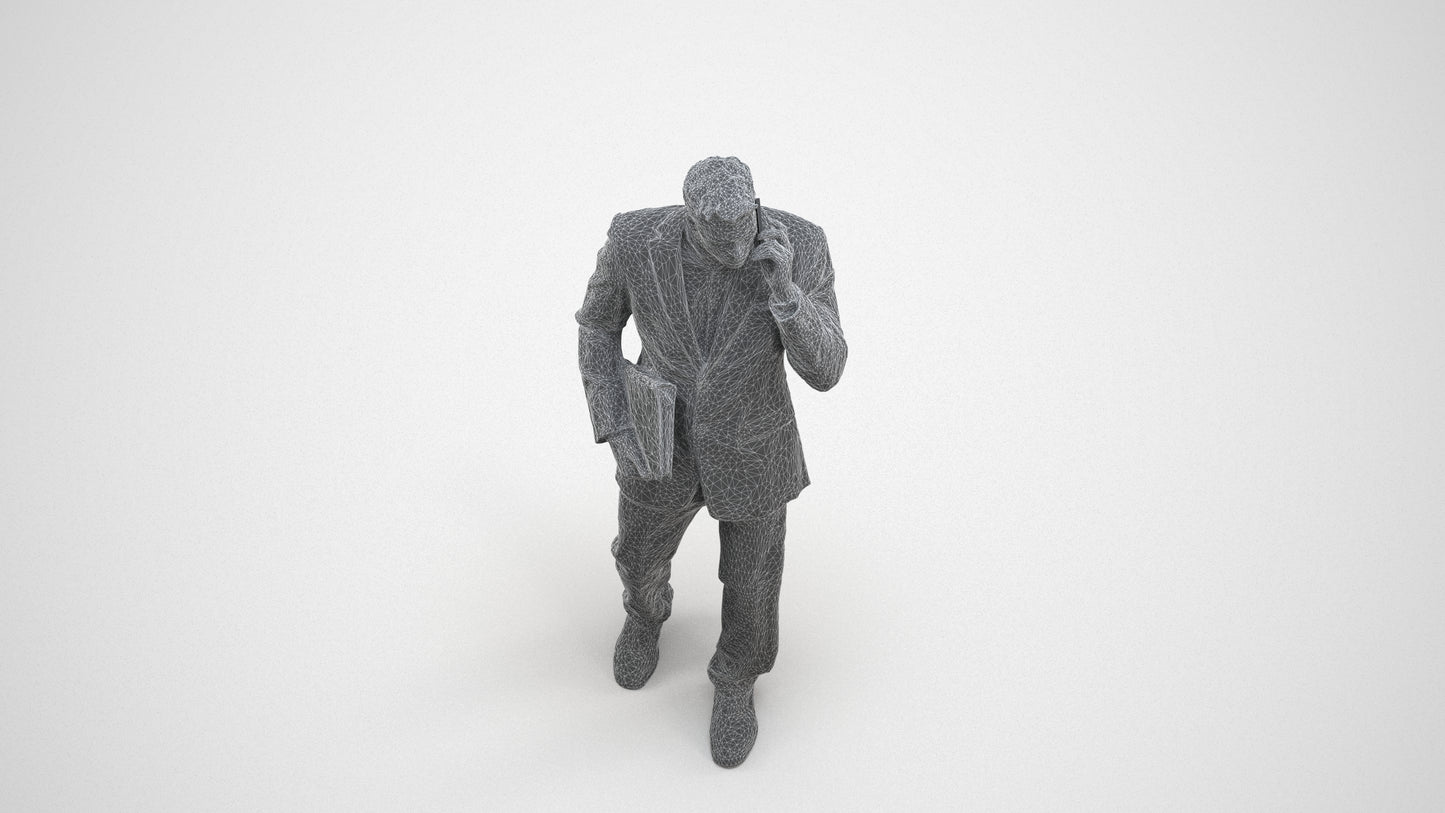 realistic 3D people man business, render-ready for V-Ray and Corona, FBX OBJ, wireframe three-quarter view