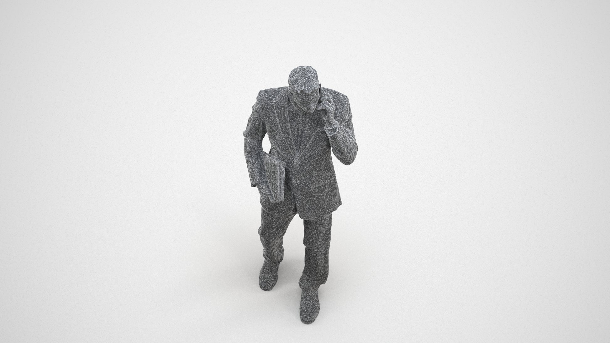 realistic 3D people man business, render-ready for V-Ray and Corona, FBX OBJ, wireframe three-quarter view