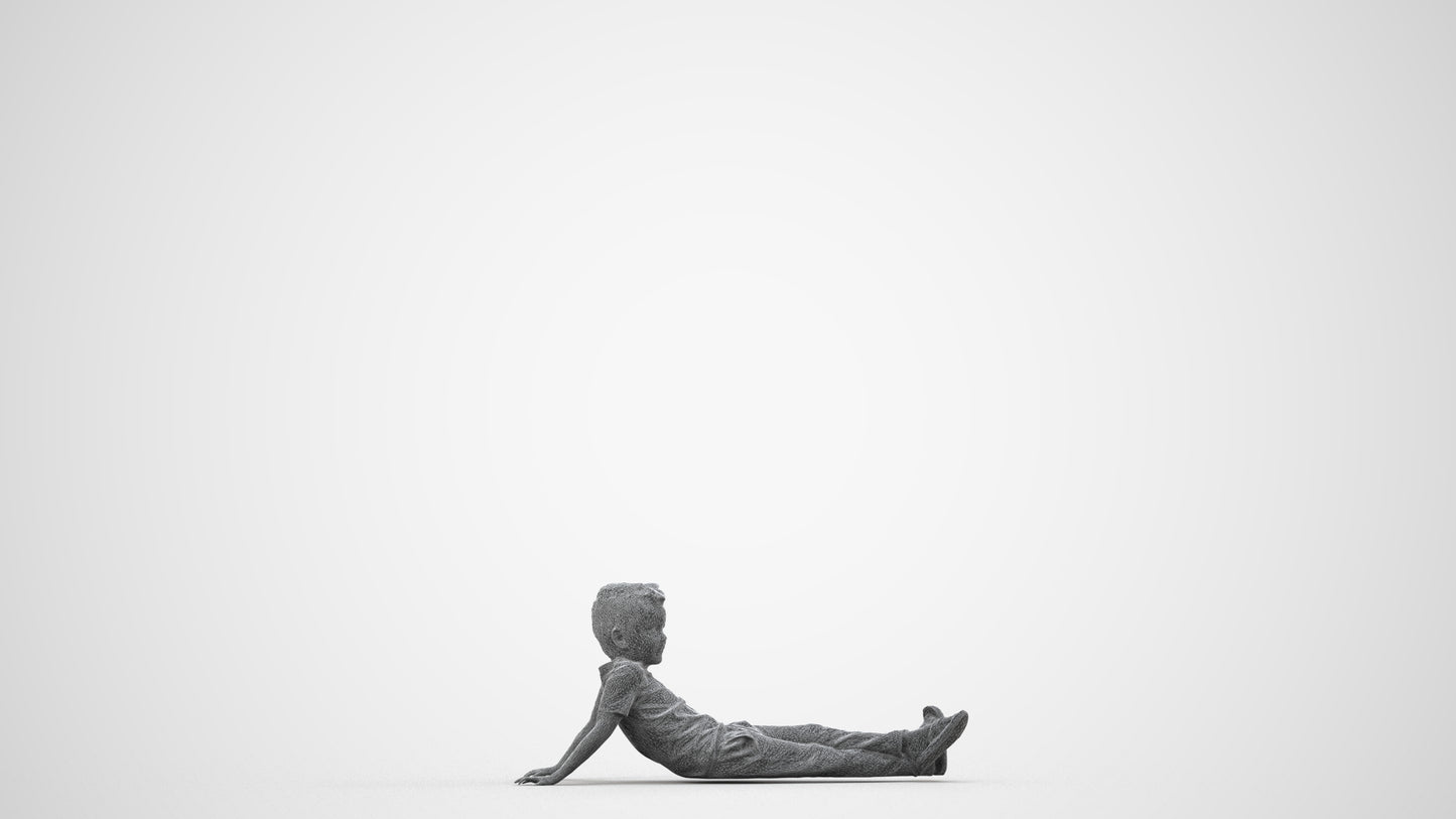 photogrammetry 3D boy casual kids, realistic human model archviz FBX, wireframe side view