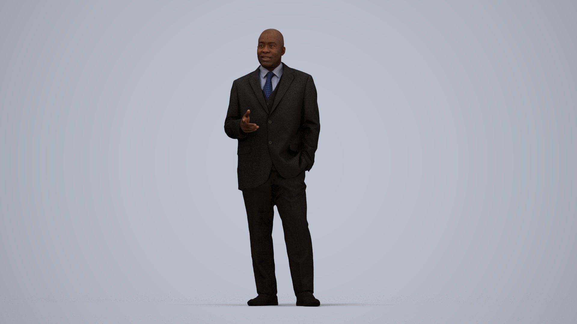 realistic 3D human man business, archviz people FBX OBJ for Blender, top-down view render