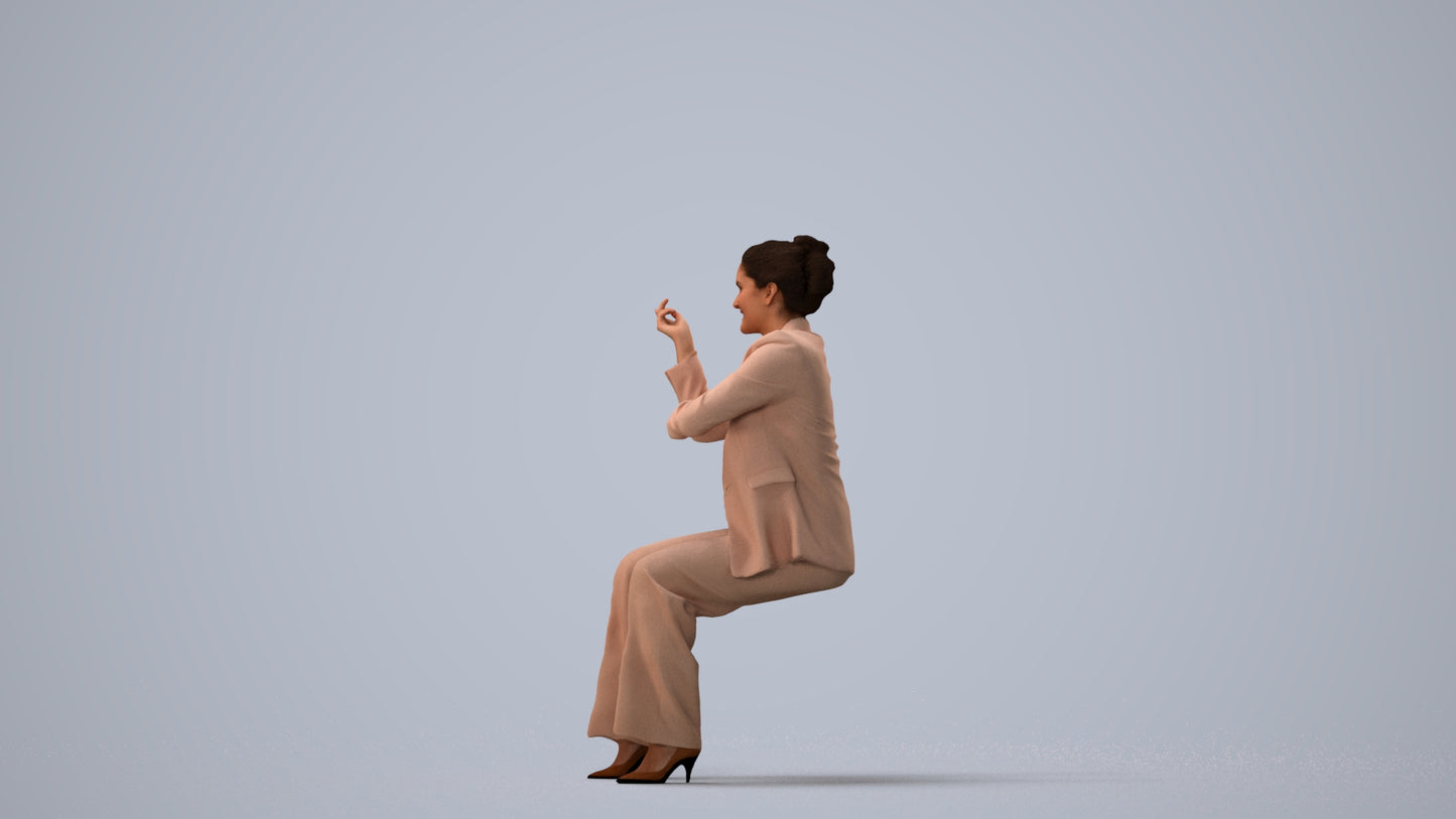 3D people model woman business, scanned human for 3ds Max rendering, three-quarter view render