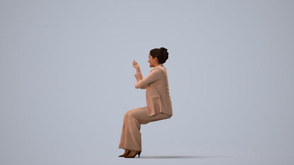 3D people model woman business, scanned human for 3ds Max rendering, three-quarter view render