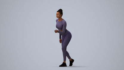 realistic 3D people woman sport, render-ready for V-Ray and Corona, FBX OBJ, three-quarter view render