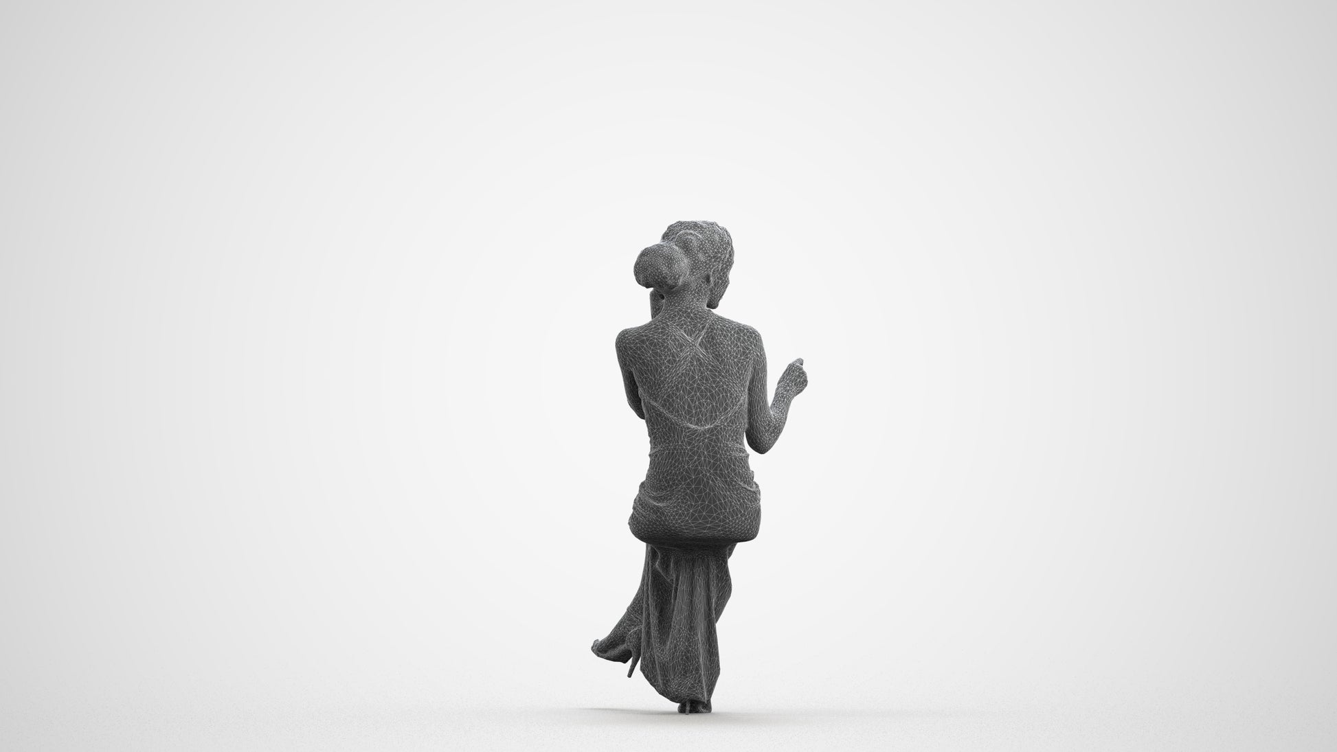 3D human model woman formal formalaffairs, photogrammetry scanned person for archviz, wireframe front view