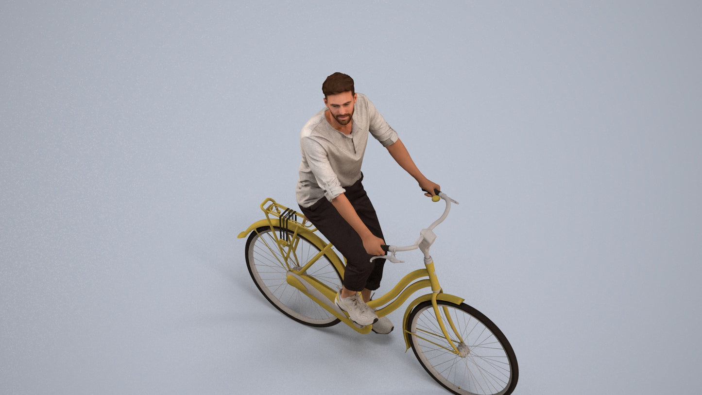 3D scanned man sitting casual, photorealistic archviz people for Enscape and SketchUp, back view render