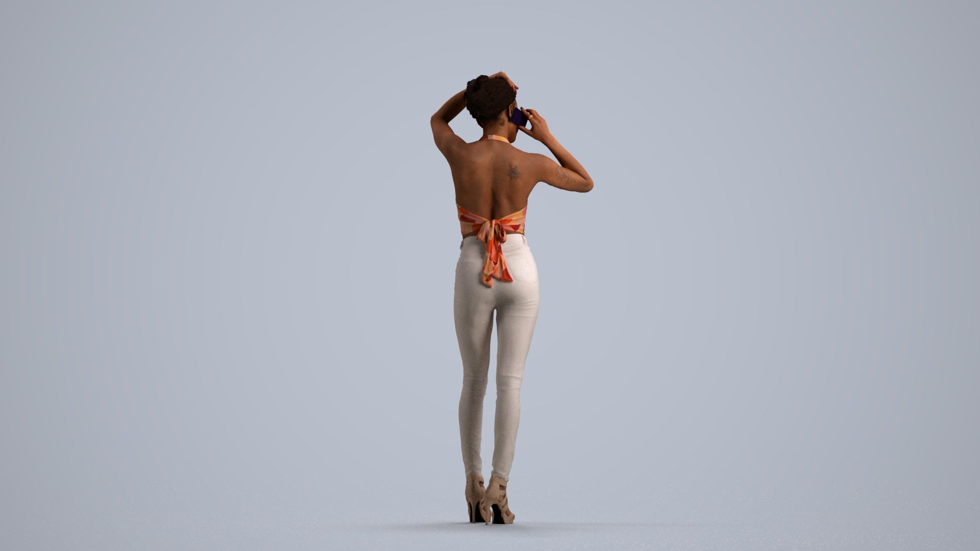 photogrammetry 3D woman casual standing, realistic human model archviz FBX, front view render
