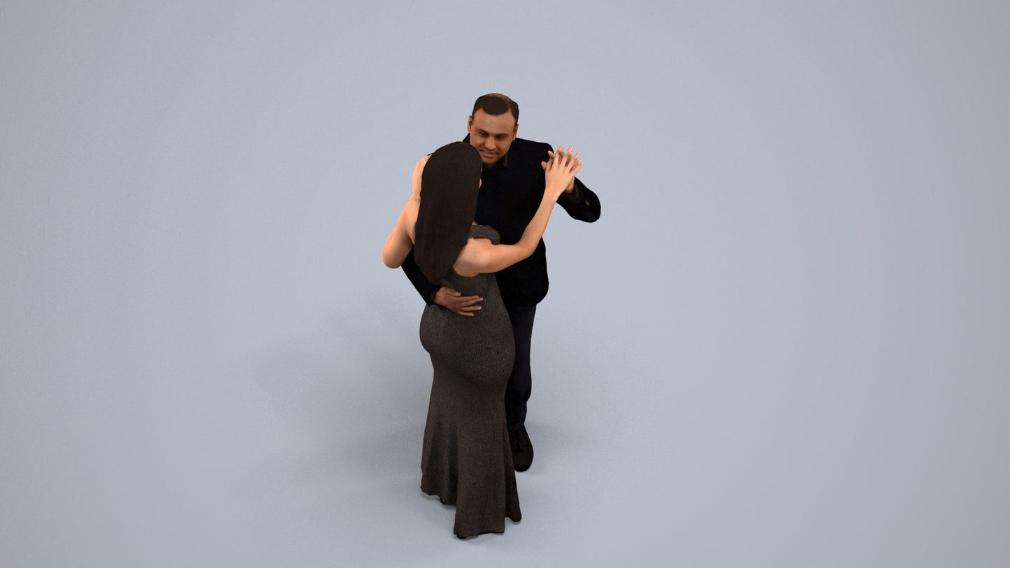 realistic 3D man formal dancing, scanned archviz people for Blender and 3ds Max, back view render
