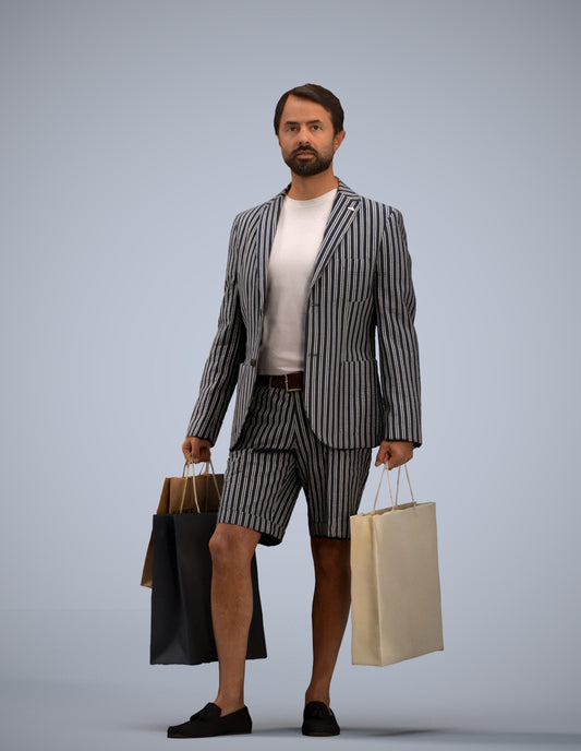photogrammetry 3D man business shopping, realistic human model archviz FBX