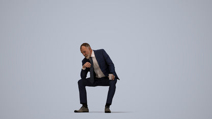 photogrammetry 3D senior man business, realistic human model archviz FBX, top-down view render