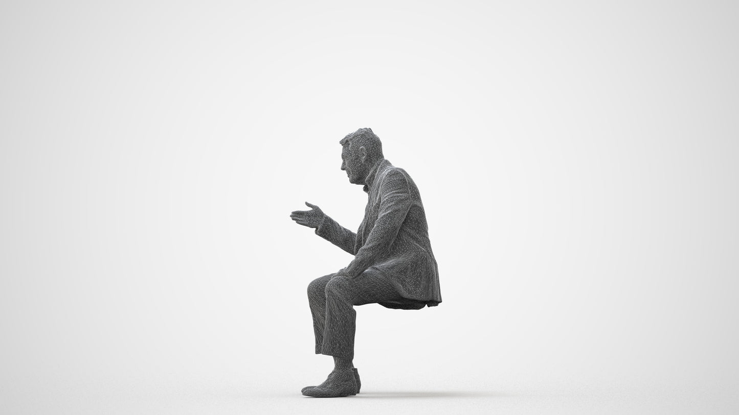 3D scanned senior man business, photorealistic archviz people for Enscape and SketchUp, square thumbnail