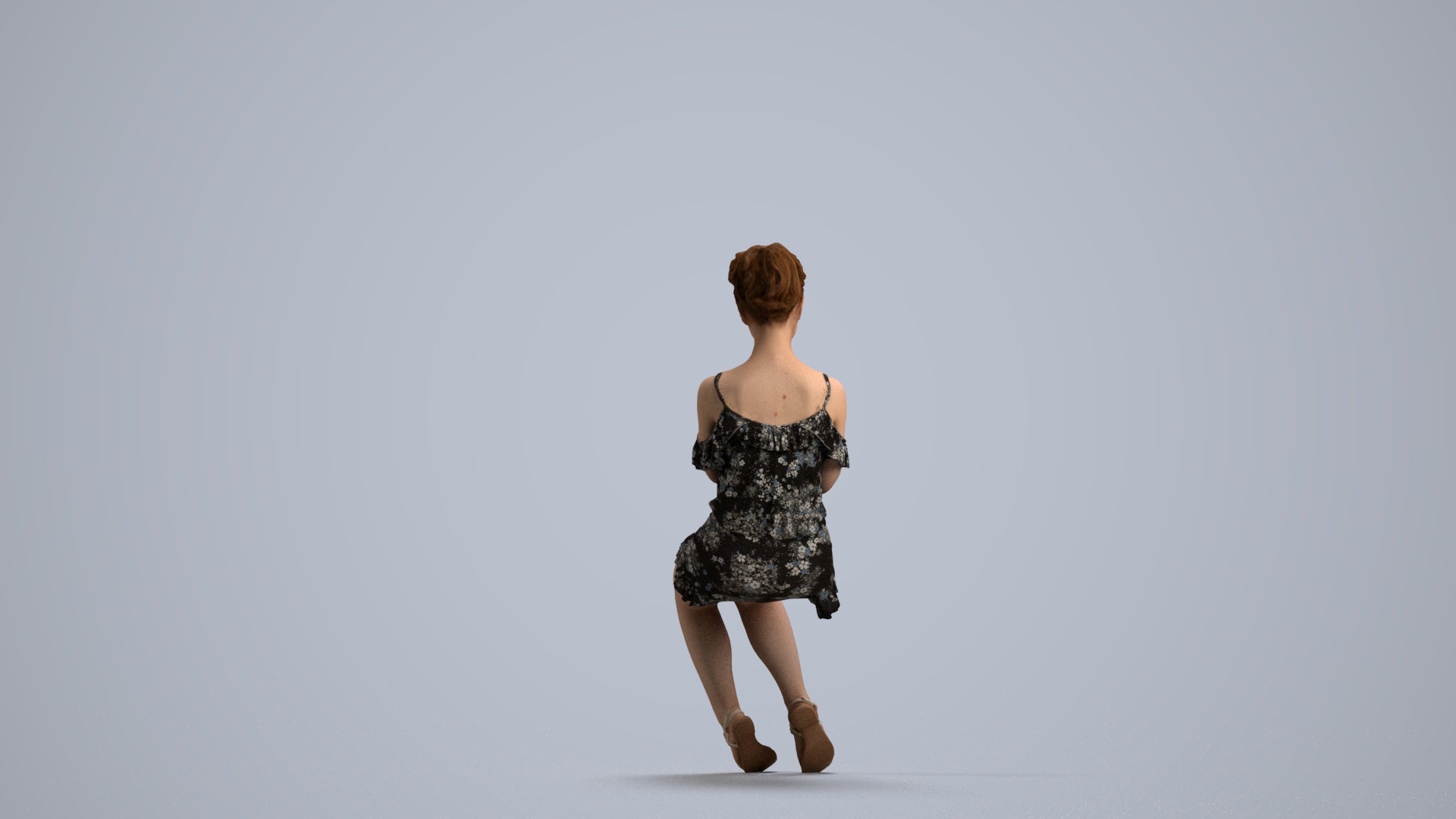 realistic 3D human girl casual kids, archviz people FBX OBJ for Blender, front view render